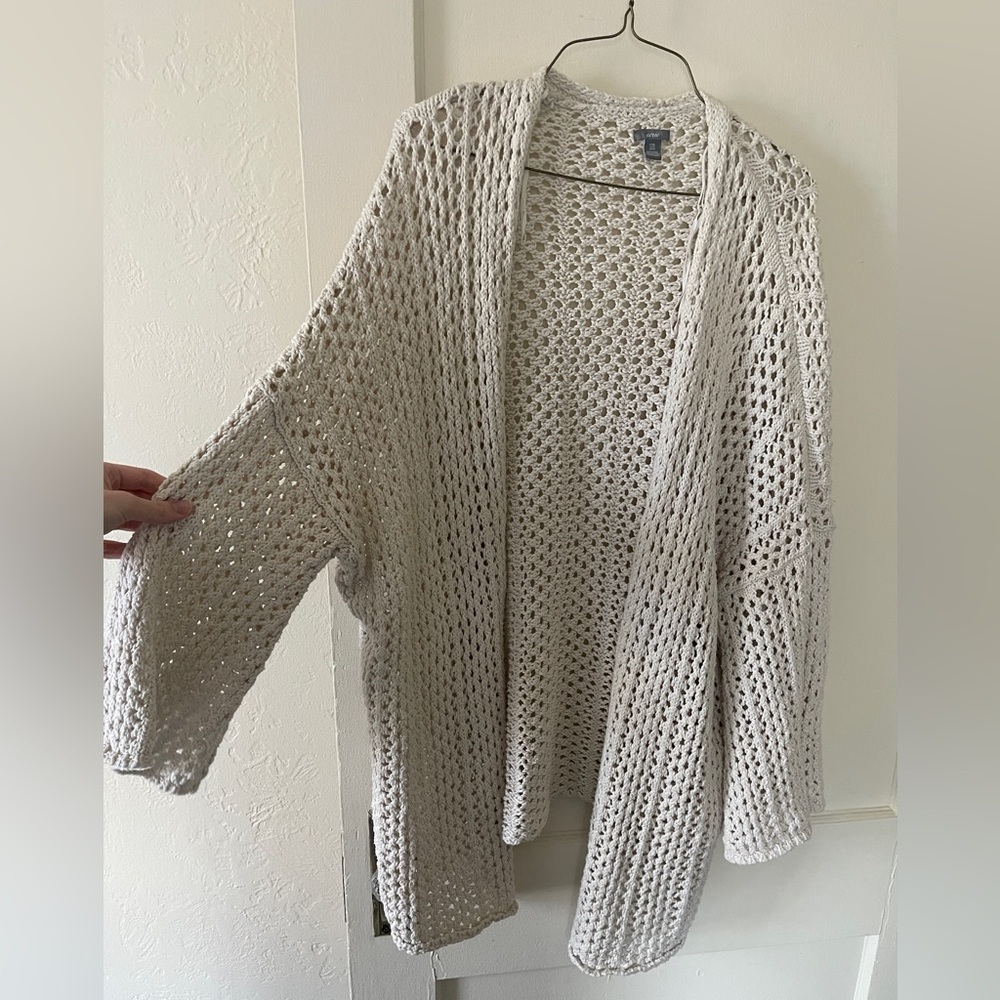 Aerie Cream Open-Knit Cardigan